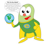 EcoBean hero of environmental books produced by Anne and Al Mielen.