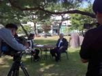 Chosun TV interviewing Lester Brown, Gwangju, Korea