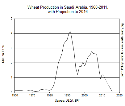 Wheat Production in Saudi Arabia, 1960-2011, with Projection to 2016