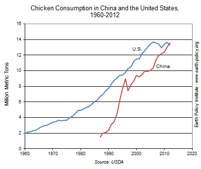 Chicken Consumption in China and the United States, 1960-2012